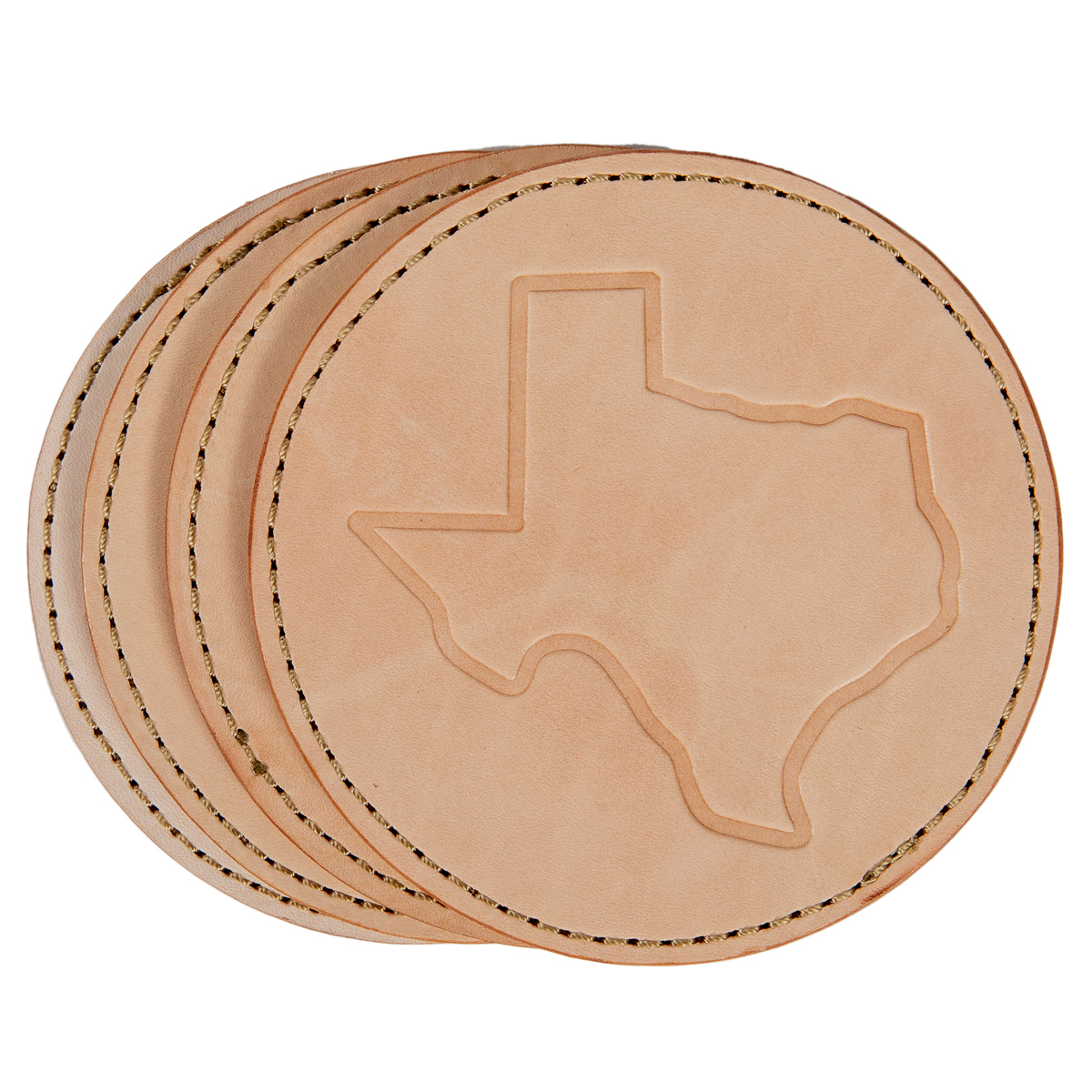 Leather Texas Coasters, Set of 4