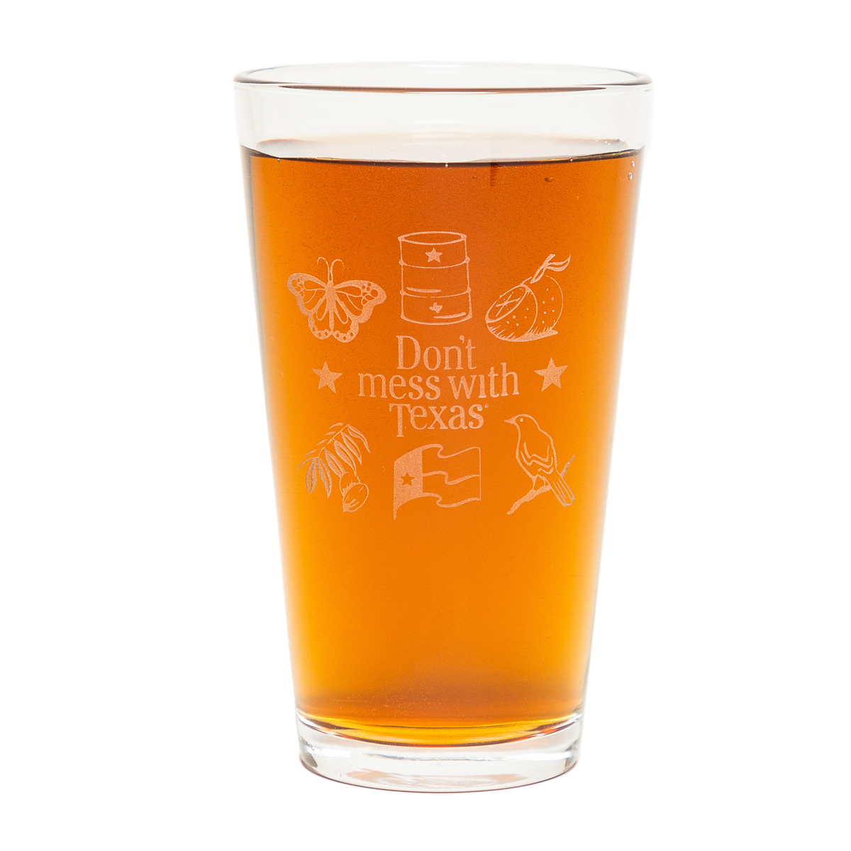 Don't mess with Texas Pint Glass, Texas State Icons