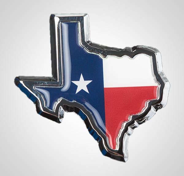 State of Texas w/Flag Auto Emblem