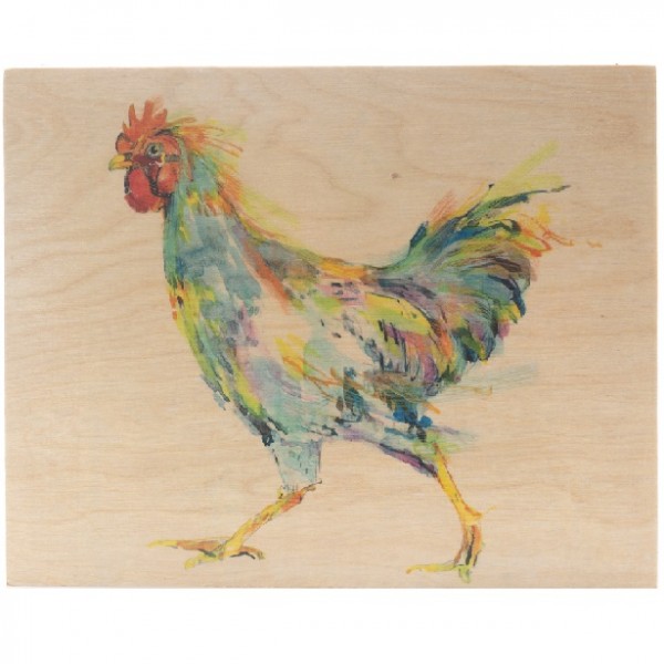 Chicken Watercolor on Wood