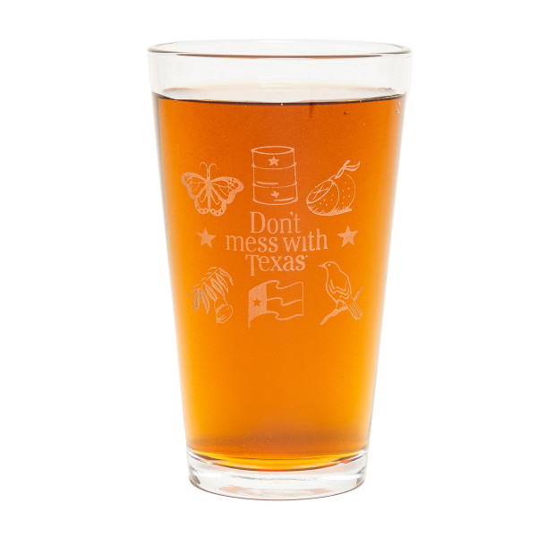 Don't mess with Texas Pint Glass, Texas State Icons