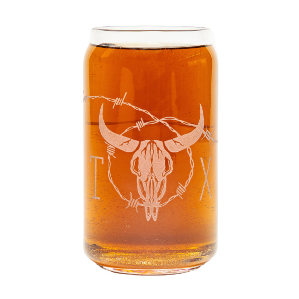 Cow Skull Beer Can Tumbler Glass